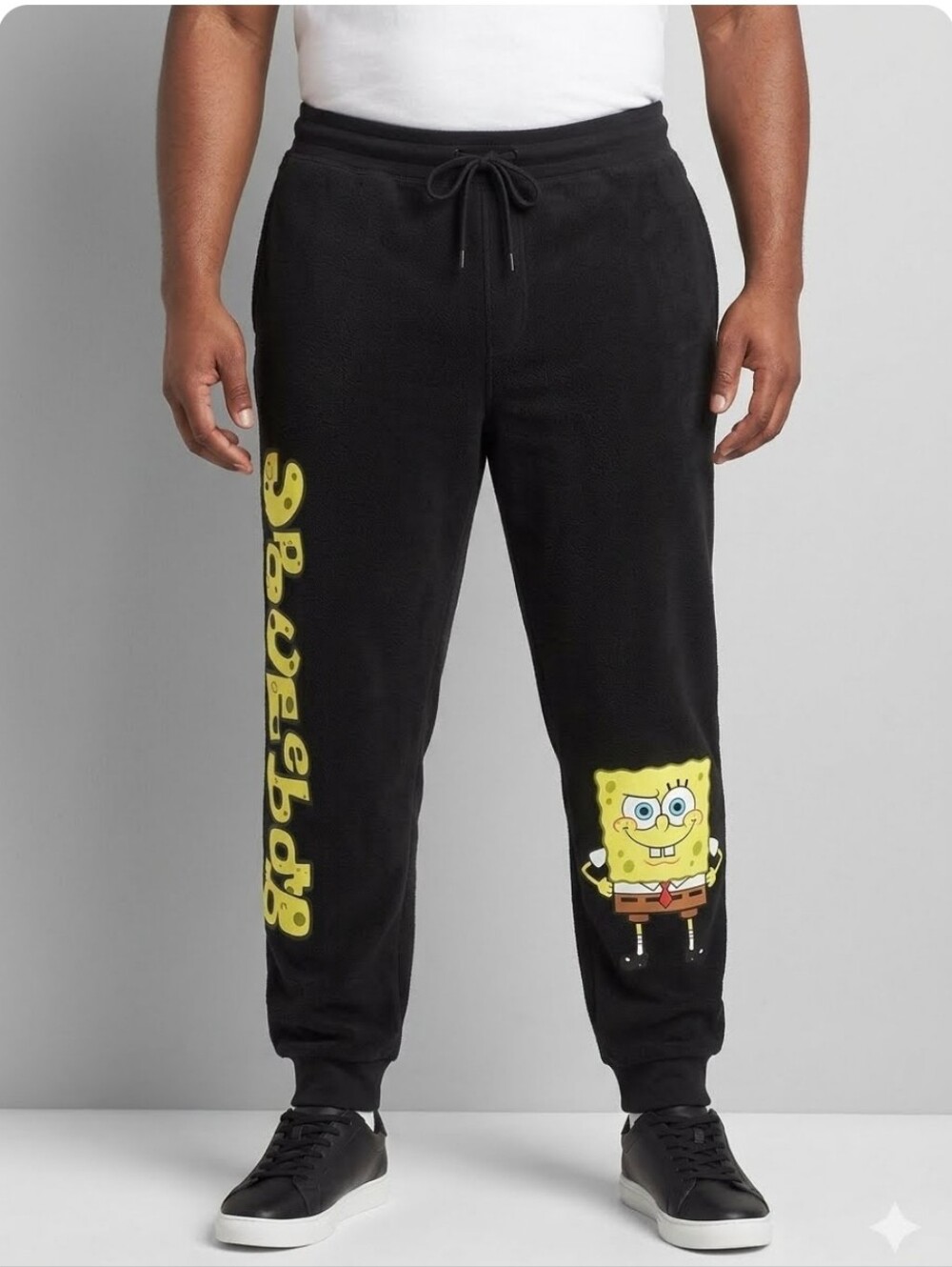 Nickelodeon SpongeBob SquarePants Black Fleece Graphic Joggers - Size Large